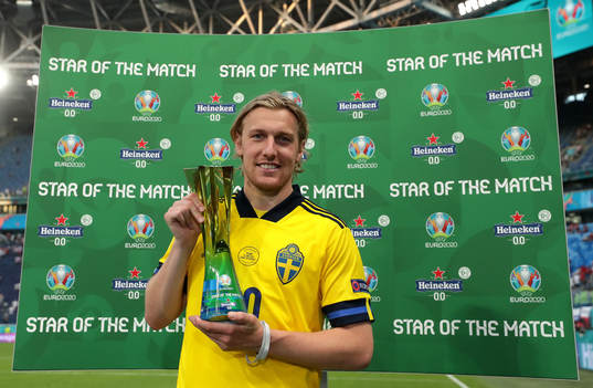 In this handout photo from UEFA Emil Forsberg of Sweden,