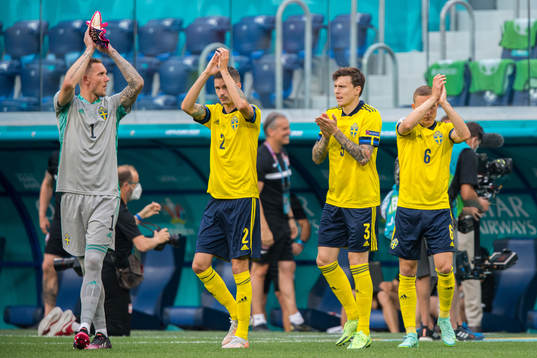Goalkeeper Robin Olsen, Mikael Lustig, Victor Nilsson