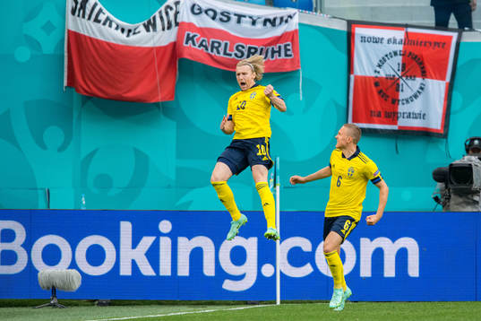 Emil Forsberg of Sweden celebrates