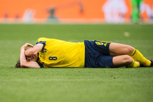 Albin Ekdal of Sweden in pain