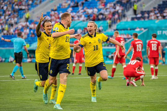 Kristoffer Olsson, Dejan Kulusevski and Emil Forsberg of