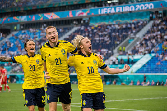 Kristoffer Olsson, Dejan Kulusevski and Emil Forsberg of