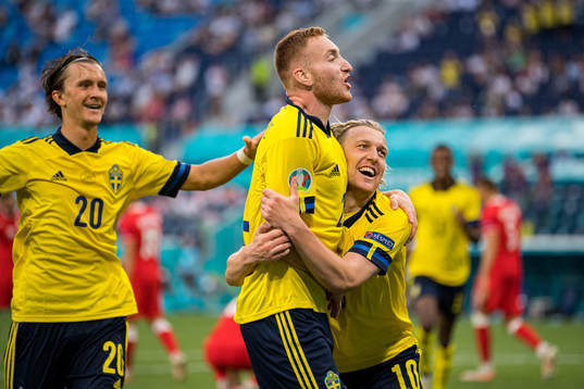 Kristoffer Olsson, Dejan Kulusevski and Emil Forsberg of
