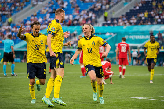 Kristoffer Olsson, Dejan Kulusevski and Emil Forsberg of
