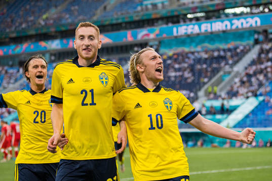Kristoffer Olsson, Dejan Kulusevski and Emil Forsberg of