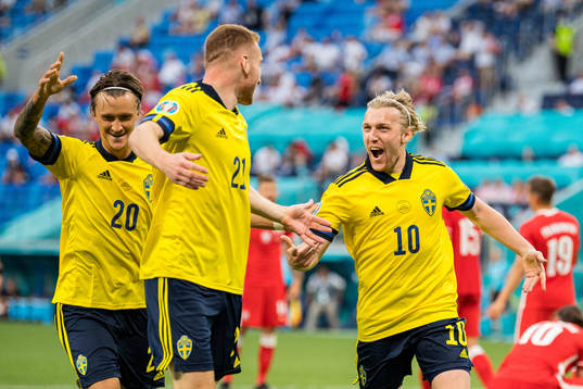 Kristoffer Olsson, Dejan Kulusevski and Emil Forsberg of