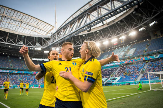 Kristoffer Olsson, Dejan Kulusevski and Emil Forsberg of