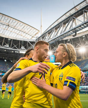 Kristoffer Olsson, Dejan Kulusevski and Emil Forsberg of