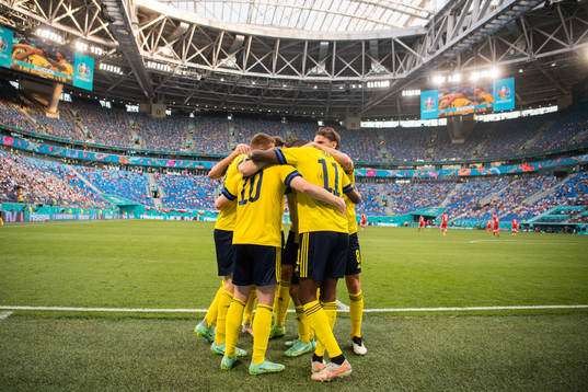 Players of Sweden celebrate