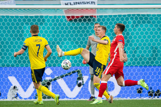 Sebastian Larsson, Emil Krafth of Sweden and Jakub