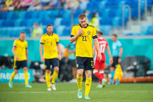 Dejan Kulusevski of Sweden looks dejected