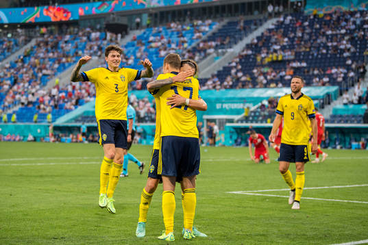 Viktor Claesson of Sweden celebrate with Victor Nilsson
