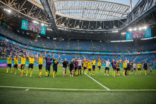 Players of Sweden celebrate