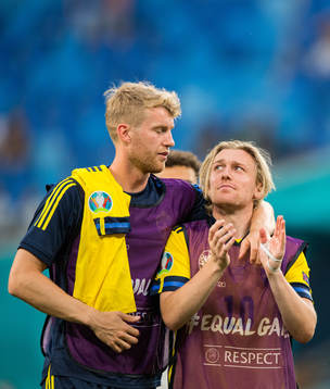 Filip Helander and Emil Forsberg of Sweden