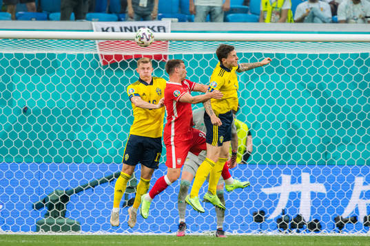 Emil Krafth and Victor Nilsson Lindelöf of Sweden against
