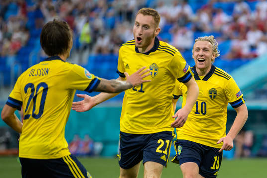 Kristoffer Olsson, Dejan Kulusevski and Emil Forsberg of