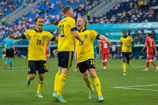 Kristoffer Olsson, Dejan Kulusevski and Emil Forsberg of
