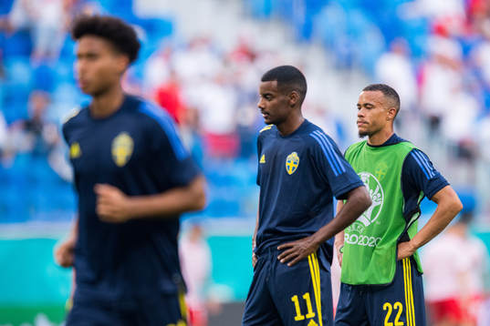 Alexander Isak and Robin Quaison of Sweden