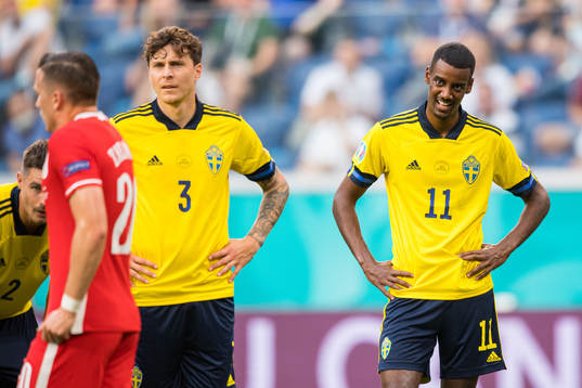 Victor Nilsson Lindelöf and Alexander Isak of Sweden