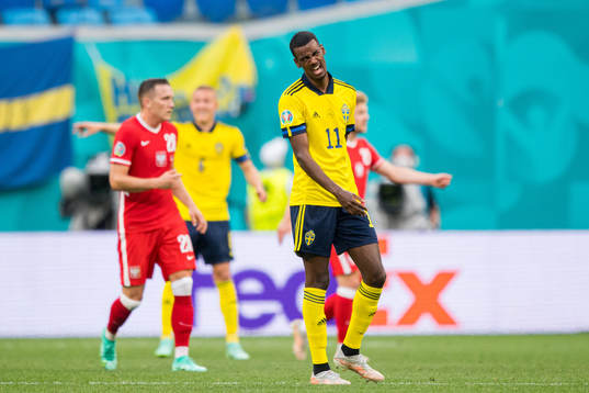 Alexander Isak of Sweden looks dejected