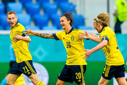 Dejan Kulusevski, Kristoffer Olsson and Emil Forsberg of