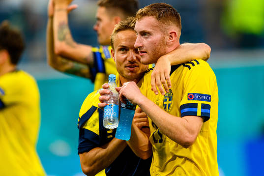 Pierre Bengtsson and Dejan Kulusevski of Sweden