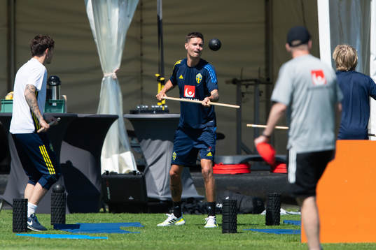 Mikael Lustig of the Swedish national football team at a