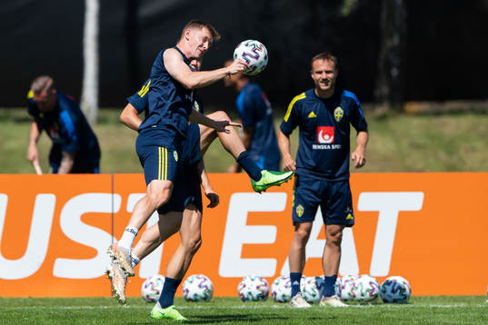Emil Krafth of the Swedish national football team at a