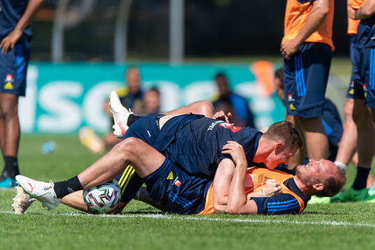 Emil Krafth and Andreas Granqvist of the Swedish national