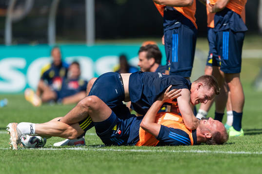Emil Krafth and Andreas Granqvist of the Swedish national