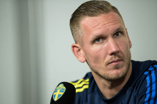 Robin Olsen of the Swedish national football team at a