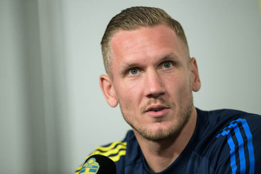 Robin Olsen of the Swedish national football team at a