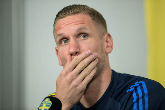 Robin Olsen of the Swedish national football team at a
