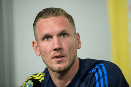 Robin Olsen of the Swedish national football team at a