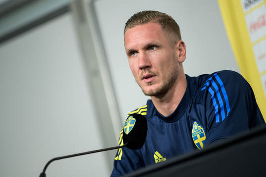 Robin Olsen of the Swedish national football team at a