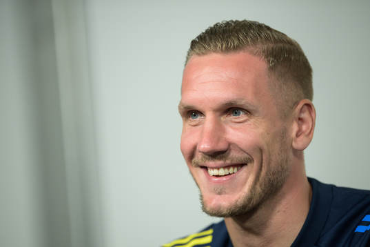 Robin Olsen of the Swedish national football team at a