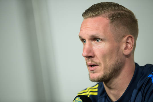 Robin Olsen of the Swedish national football team at a