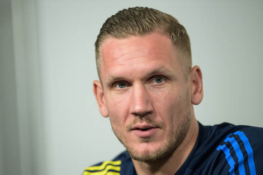 Robin Olsen of the Swedish national football team at a
