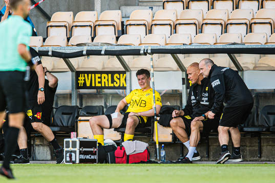 Pål Andre Helland of Lillestrøm in pain