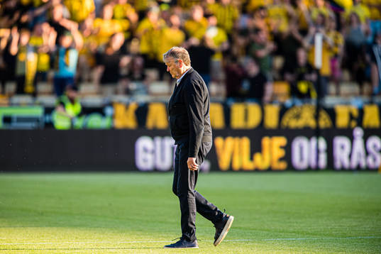 Åge Hareide, head coach of Rosenborg, looks dejected