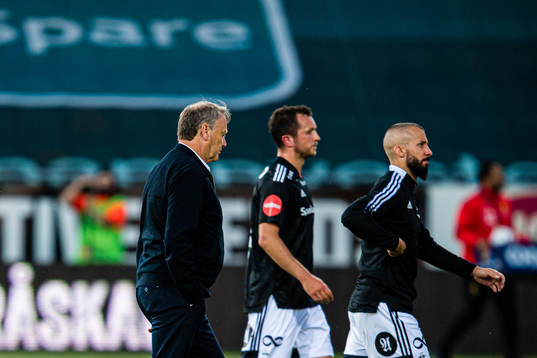 Åge Hareide, head coach of Rosenborg, looks dejected