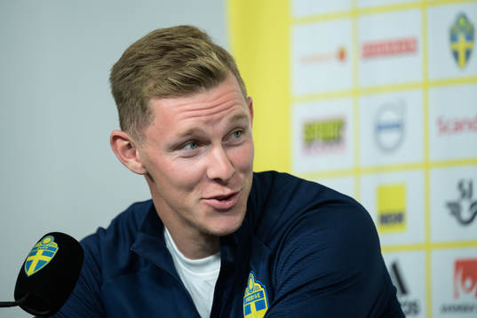 Emil Krafth of the Swedish national football team at a