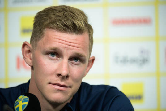 Emil Krafth of the Swedish national football team at a