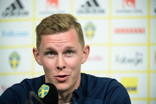 Emil Krafth of the Swedish national football team at a