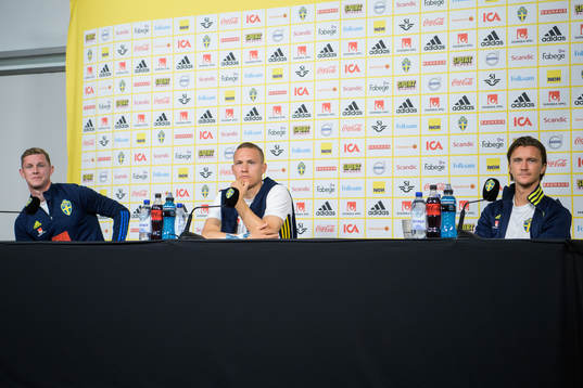 Emil Krafth, Ludwig Augustinsson and Kristoffer Olsson of