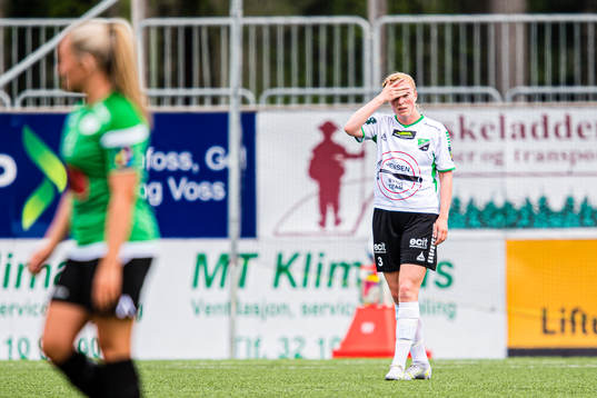 Stina Næss Berge of Hønefoss looks dejected