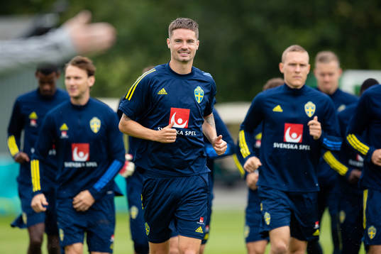 Mikael Lustig of the Swedish national football team at a