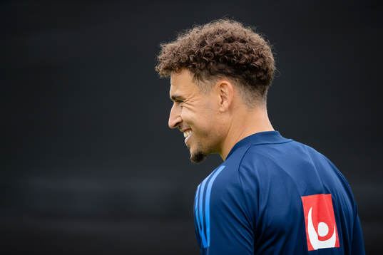 Jordan Larsson of the Swedish national football team at a