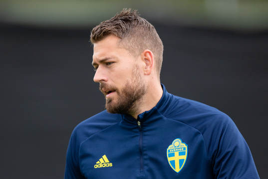 Goalkeeper Kristoffer Nordfeldt of the Swedish national