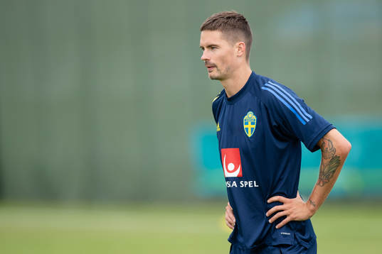 Mikael Lustig of the Swedish national football team at a